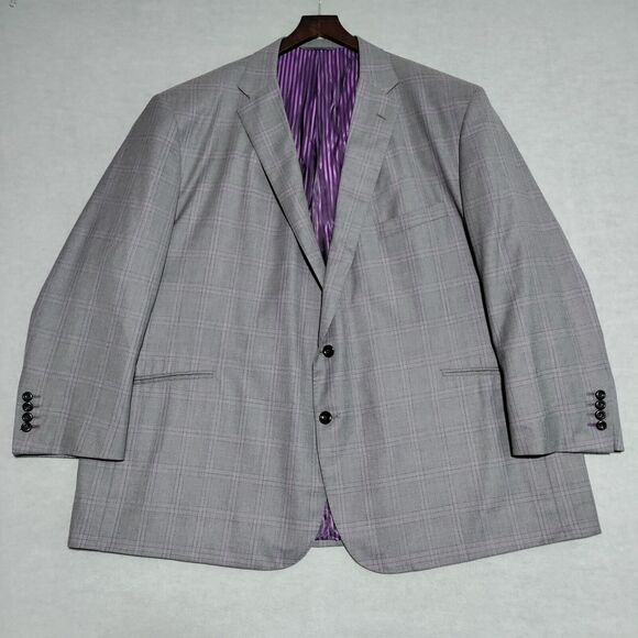 Holland & Sherry Savile Row Gray Purple Plaid Men’s 58S Blazer Jacket Sport Coat - Picture 1 of 16